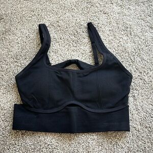 OFFLINE by aerie Seamless Cut Out Longline Sports Bra- Black